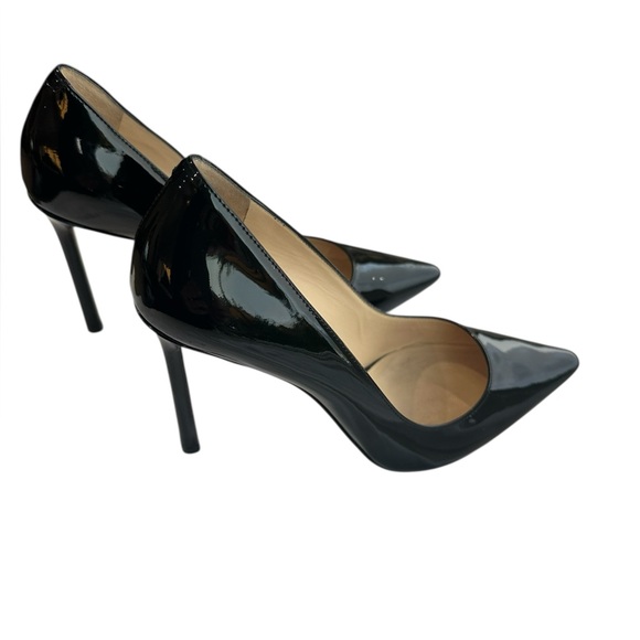 Jimmy Choo black, patent leather, stiletto heel pumps, 4 inch heels - Picture 16 of 16